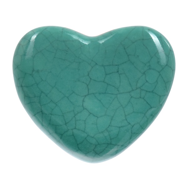 Ручки керамические для мебели Сердце цвет бирюзовый (6 шт)