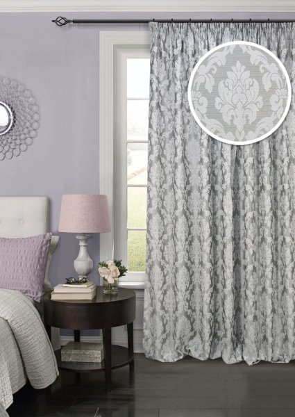 Штора на тесьме 220х270 см Afina с подхватом цвет серый