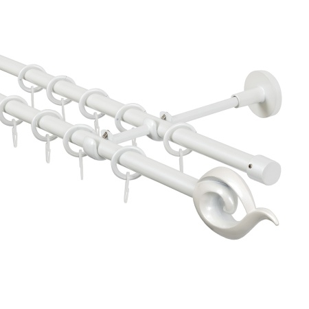 Карниз для штор двухрядный, настенный, штанги 16 мм, Пламя, жемчуг