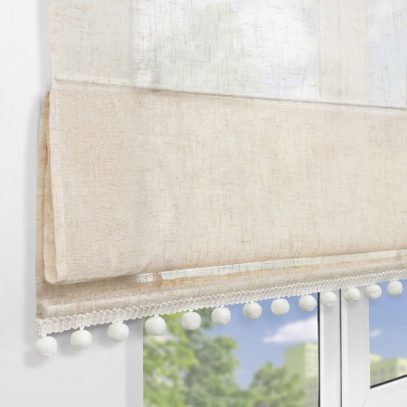 Римская штора с помпонами, Сидней цвет бежевый