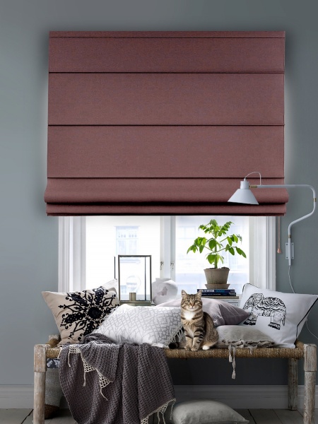 Римская штора на верёвочном механизме, Blackout, цвет морон