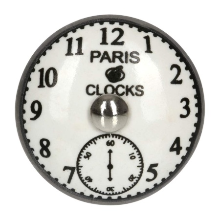 Ручки керамические для мебели Часы цвет белый рисунок черный (6 шт)