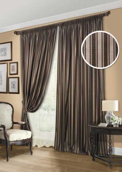Комплект штор "Briksent-S" 2 шторы 220х270, тюль 450х270 темно-коричневый