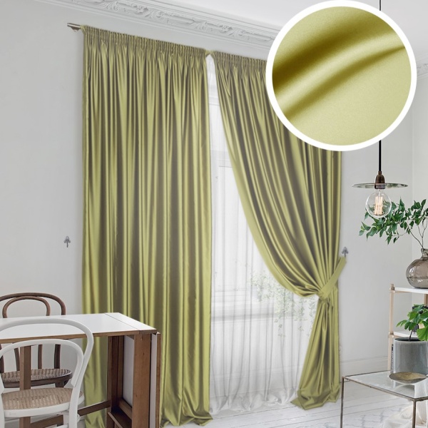 Комплект штор "Lindor-SH" 2 шт 220х270, тюль 450х270 зеленый