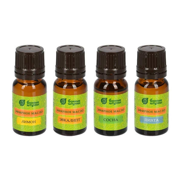 Набор эф. масел "Банька" (эвкалипт+сосна+лимон+пихта) 4 масла по 10 мл "Банные штучки"