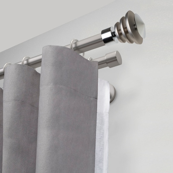 Карниз комплектный 2-рядный, металл, 19/19мм, матовый хром, Волчок, 200см