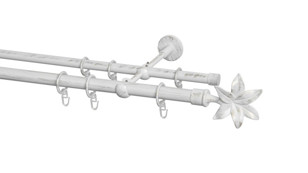 Карниз двухрядный, Наконечник Царская лилия, Белое золото ампир, Д20