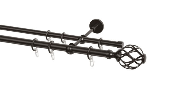 Карниз двухрядный, Наконечник Китайский фонарик, Шоколад, Д20