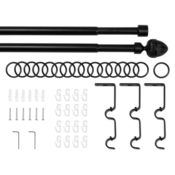 Телескоп. двухряд. карниз, Наконечник Орех, Черный, 16/19мм ,160-320см, арт.3332161946551