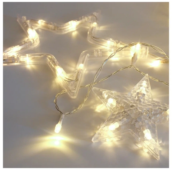 Электрогирлянда светодиодная Vegas Бахрома с звёздочками теплый 2 м