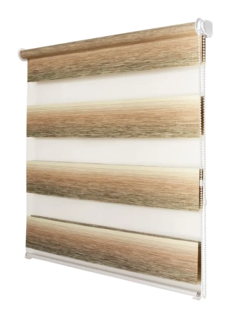 Рулонные шторы день ночь УЮТ Ливерпуль цвет бежево-зеленый