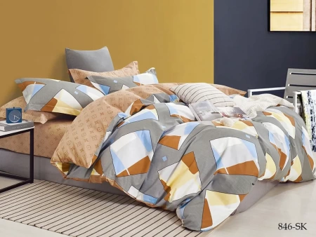 Постельное белье Двуспальное Cleo Satin de Luxe с принтом цвет серый