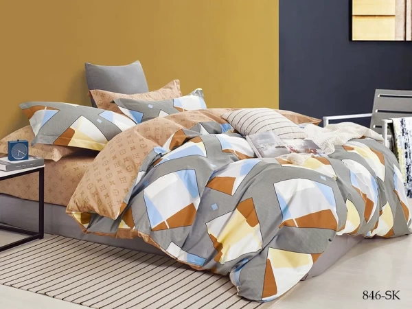 Постельное белье Двуспальное Cleo Satin de Luxe с принтом цвет серый 230*240