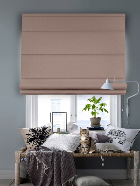 Римская штора на верёвочном механизме, Blackout, бежевый