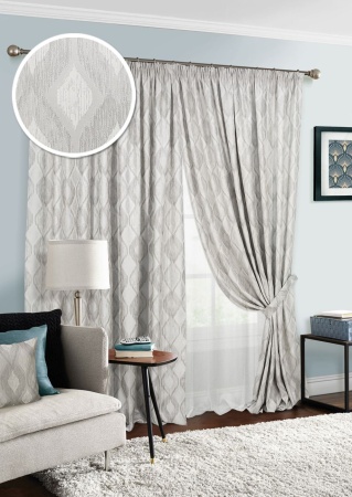 Комплект штор на тесьме "Allegro" 2 шторы 200х270, тюль 450х270 серый