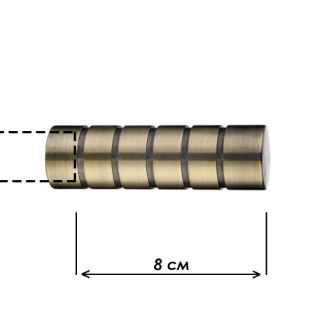 Наконечник "Цилиндр резной", Золото антик , Ø25мм