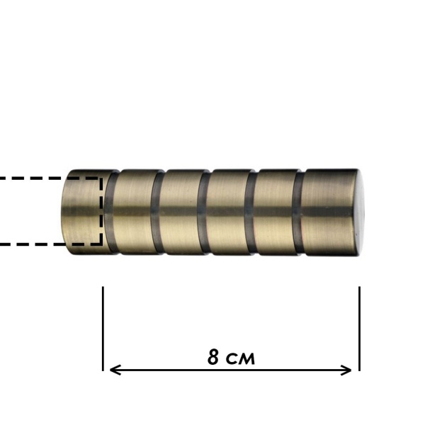 Наконечник "Цилиндр резной", Золото антик , Ø25мм