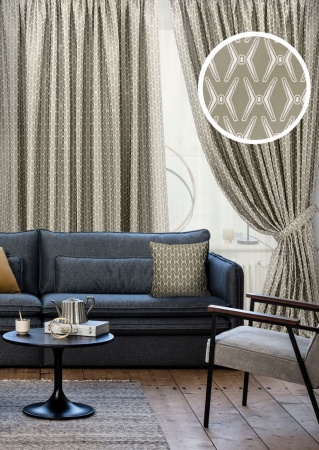 Комплект штор на тесьме "Motive - S" 2 шторы 276х270, тюль 600х270 темный беж