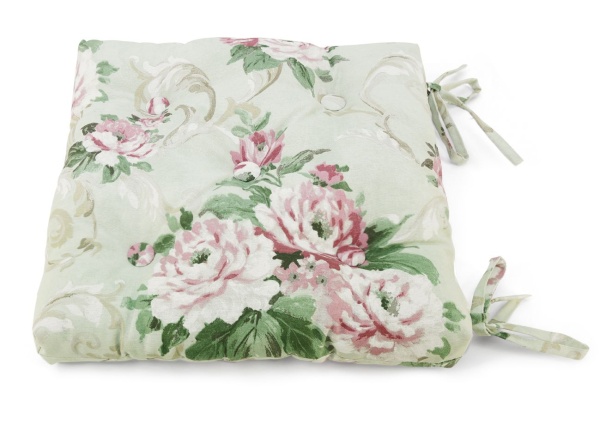 Подушка на стул с завязками 40x40 см Aquarelle цвет зеленый