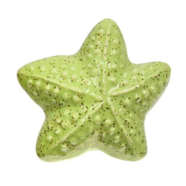 Ручки керамические для мебели Морская звезда цвет зеленый (6 шт)
