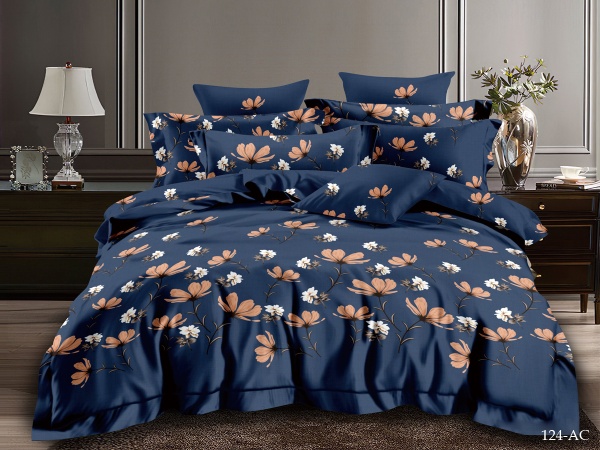 Постельное белье Двуспальное Cleo Art Color с принтом цвет синий 200*220