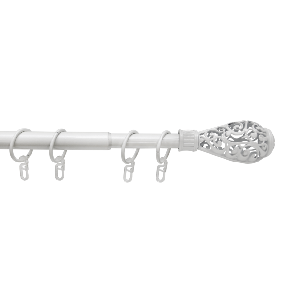 Карниз телескопический однорядный, металл, Кружево, Жемчуг, 160-320см Карниз телескопический однорядный, металл, Кружево, Жемчуг, 160-320см