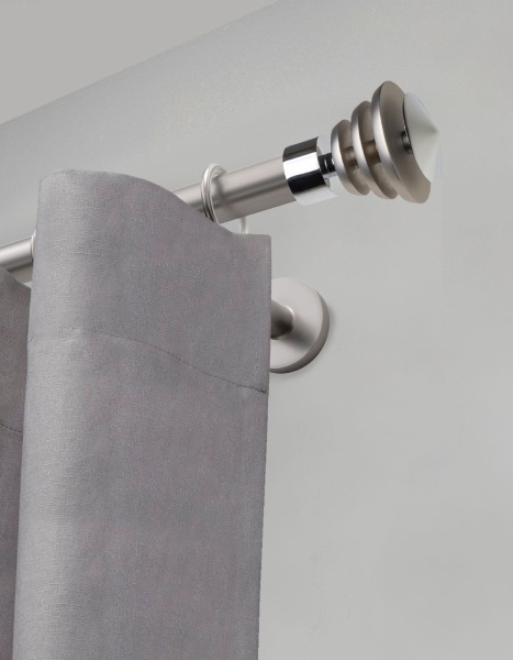 Карниз комплектный 1 ряд, металл, 19мм, матовый хром, Волчок, 200см