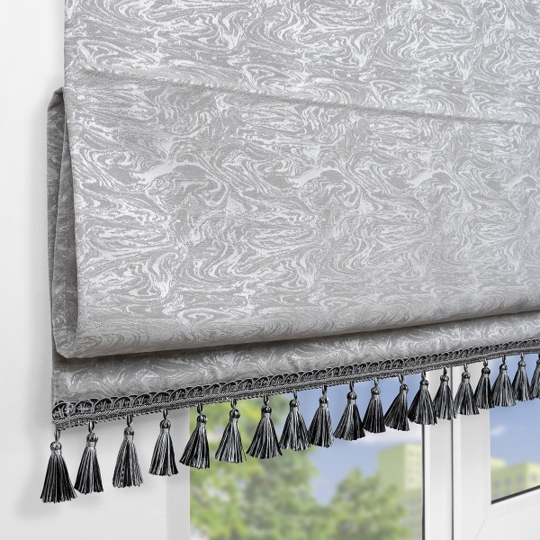 Римская штора с бахромой, Сиеста цвет серый