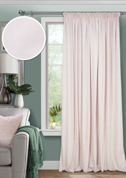 Штора на тесьме 200х270 Pudra с подхватом цвет бледно-розовый