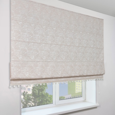 Римская штора с помпонами, Сиеста цвет бежевый