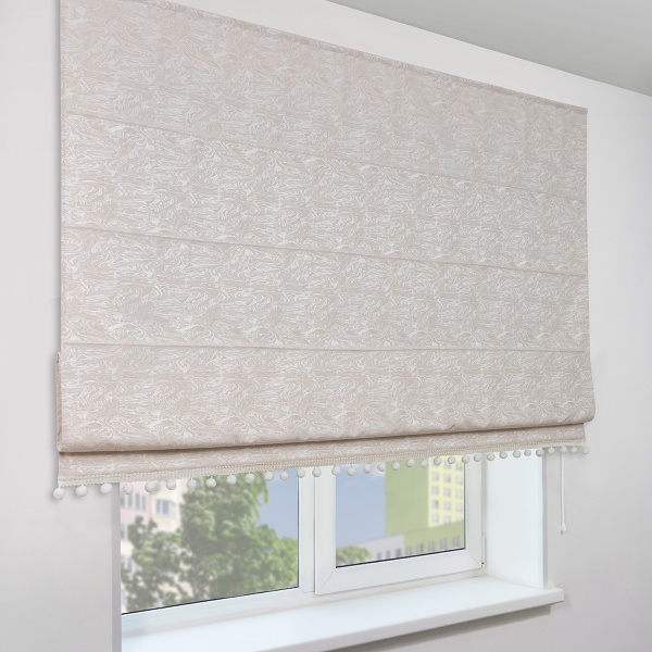 Римская штора с помпонами, Сиеста цвет бежевый