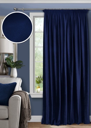 Штора на тесьме 200х270 Pudra с подхватом цвет глубокий синий
