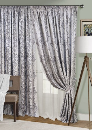 Комплект штор на тесьме "Salerno" 2 шторы 200х270, тюль 450х270 серый