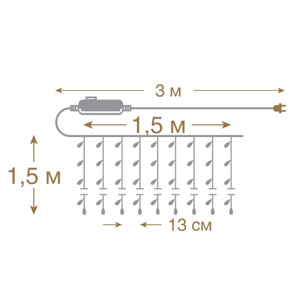 Электрогирлянда светодиодная Vegas Занавес красный 1.5 м