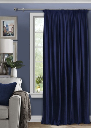 Штора на тесьме 250х300 Pudra с подхватом цвет глубокий синий