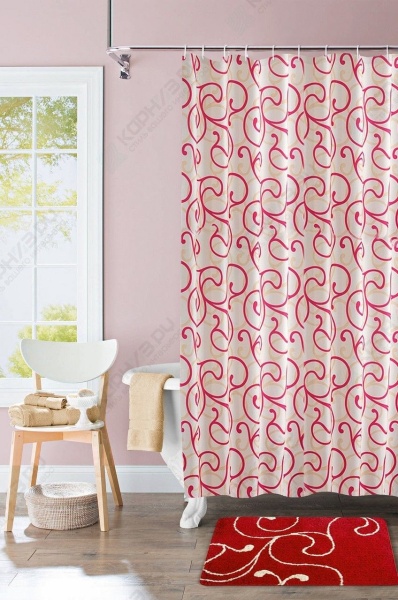 Коврик для ванной комнаты Флауэр Лейс ред Flower Lace red