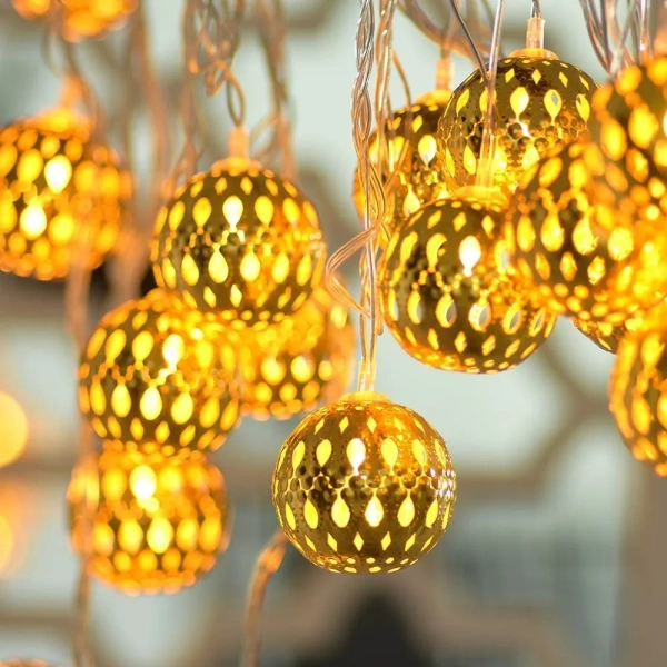 Электрогирлянда светодиодная Vegas Нить Металлические шары теплый 2 м