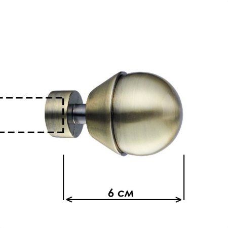 Наконечник "Шар в оправе", Золото антик , Ø16мм