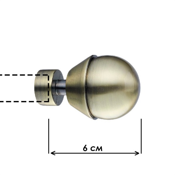 Наконечник "Шар в оправе", Золото антик , Ø16мм