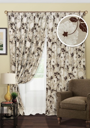 Комплект штор на тесьме "Talia-ST" 2 шторы 200х270, тюль 450х270