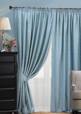 Комплект штор на тесьме "Domino" 2 шторы 200х270, тюль 450х270 голубой