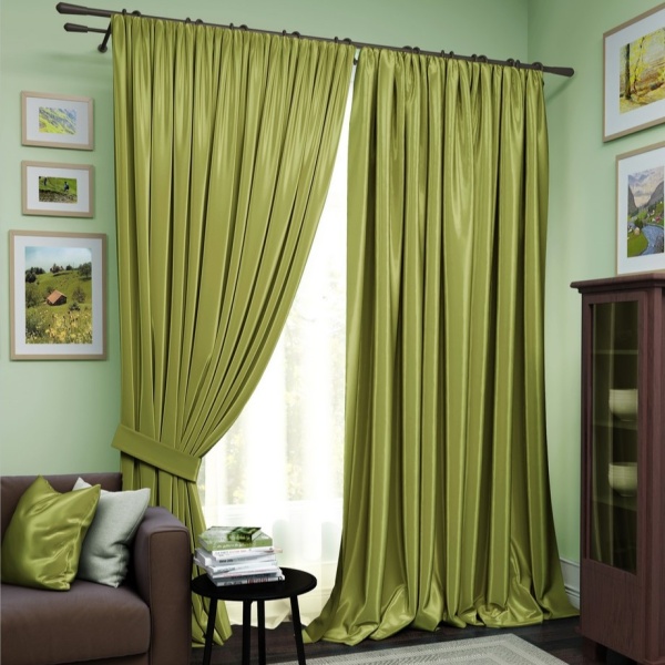 Комплект штор "Avery" 2 шторы 220х270, тюль 450х270 зеленый