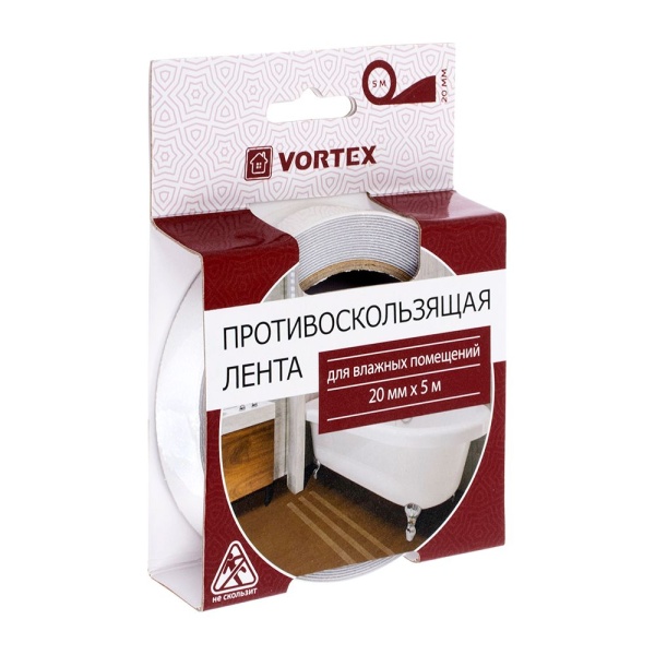 Лента Вортекс Vortex противоскользящая 20 мм 5 м для влажных помещений