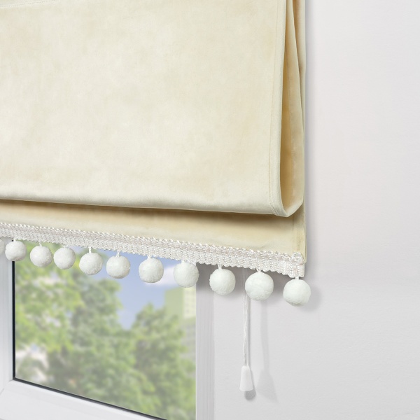 Римская штора с помпонами, Марсель цвет ванильный