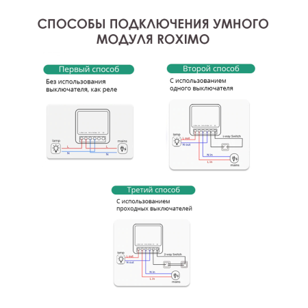 Умный модуль выключателя (реле) ROXIMO SRM16A002 с мониторингом энергопотребления