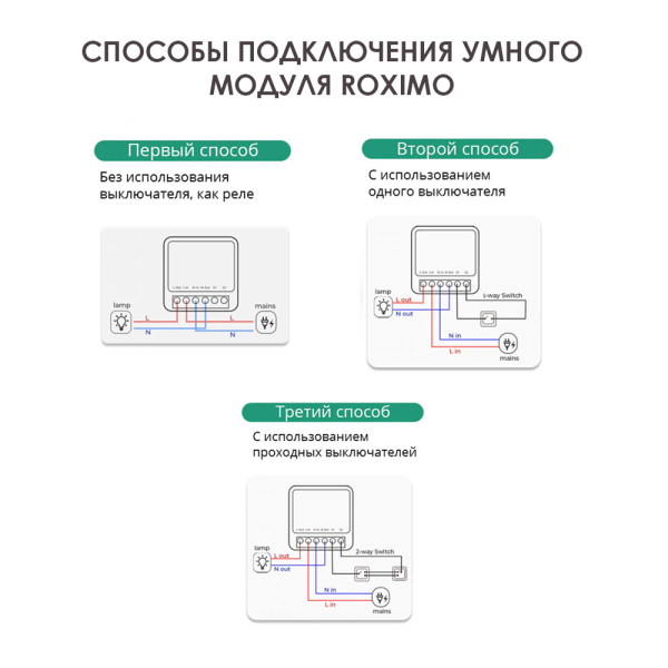 Умный модуль выключателя (реле) ROXIMO SRM16A002 с мониторингом энергопотребления