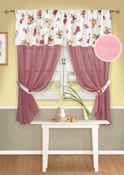 Комплект штор "Cherry-S", 2 шторы 148х170см, ламбрекен 252х48см, 2 подхвата