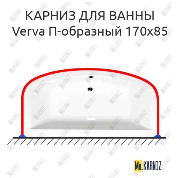 Карниз для ванны Alpen Verva П-образный 170х85 Усиленный 25 мм