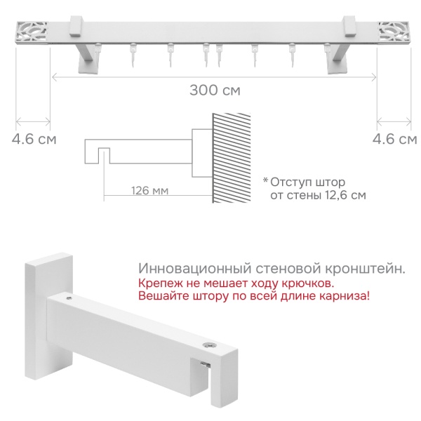 Карниз для штор однорядный Хай Тек Твист белый