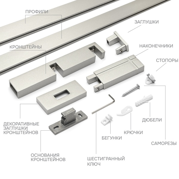 Карниз для штор двухрядный Хай Тек Кросс сатин